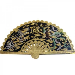 Tranh quạt đồng phong thủy long phụng